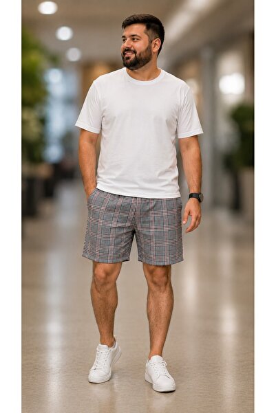 Erse Combed Cotton Plaid Pocket Casual Shorts