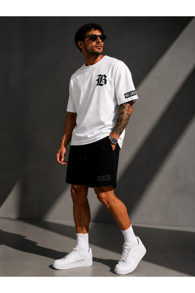 JAWÜ STYLE 089 Sleeve Print Detailed Adult Shorts Set