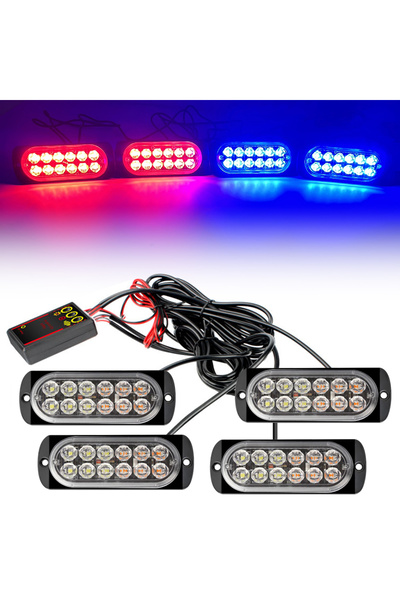 Choice6 مصباح تحذير LED أحمر وأزرق 4 في 1 بقوة 12 فولت و24 فولت، أضواء طوارئ ...