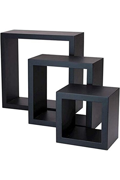 Generic رف حائط مكعب من 3 قطع، أسود، 28.8 × 27 × 10.2 سنتيمتر