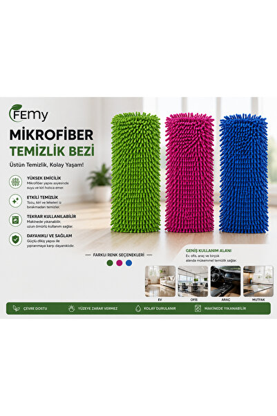 Femy 5 Adet Makarna Mop Mikrofiber Yedek Paspas Temizlik Bezleri Standart Tüm...