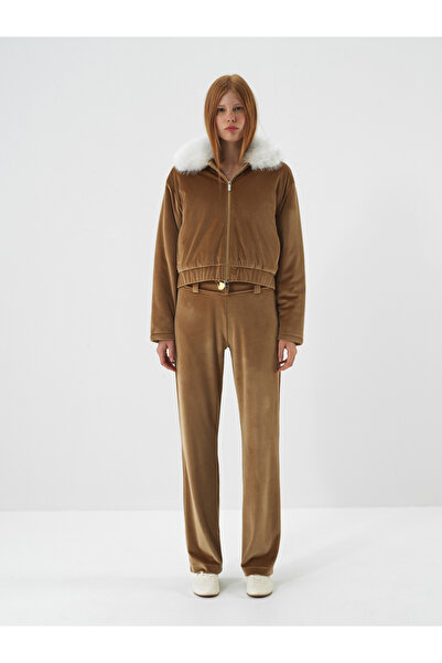 Xint Kadın Camel Oversize Kadife Pantolon