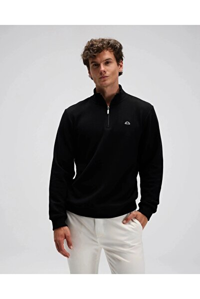 Ellesse Em603-Bk Men's Half Zipper Black Sweat