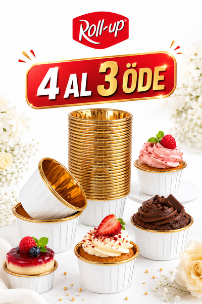 Dolphin 25'li Beyaz-Altın Muffin-Kek Kapsülü Pratik Kullanım ve Hijyenik Seçi...