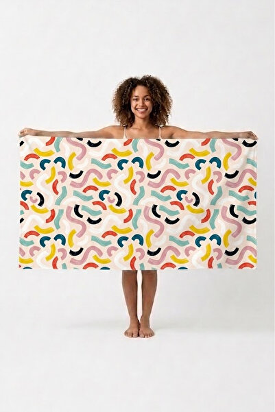 ASDİVA Colorful Geometric Pattern Digital Printing Beach Towel 75X150