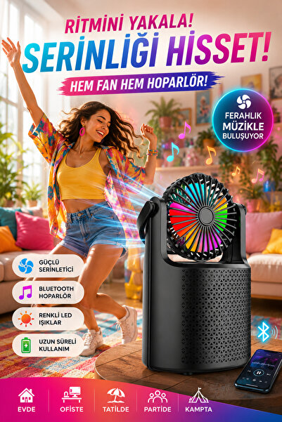 Zineets Işıklı Büyük Boy FANLI Bluetooth Hoparlör Taşınabilir Şarjlı Ses Sist...