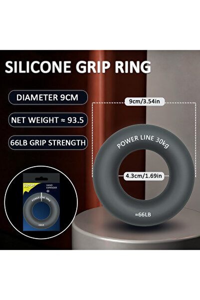 Choice8 Grip 30KG GRAY 1PC Silicone Hand Trainer Finger Gripper Ring Hand Pow...