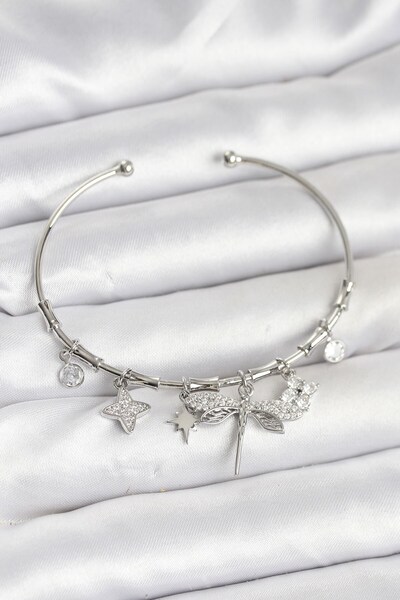 Inure Jewelry سوار نسائي من النحاس الفضي اللون بتصميم يوسيفتشوك الساحر