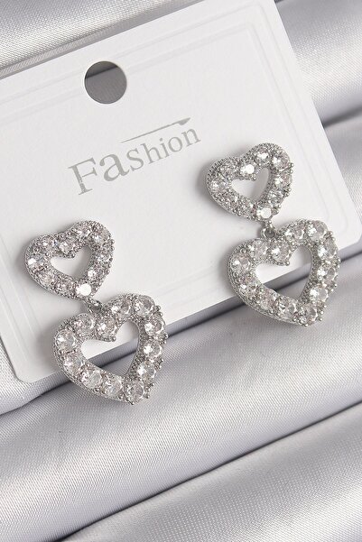 Inure Jewelry أقراط نسائية من النحاس الفضي اللون بحجر الزركون المتدلي على شكل...