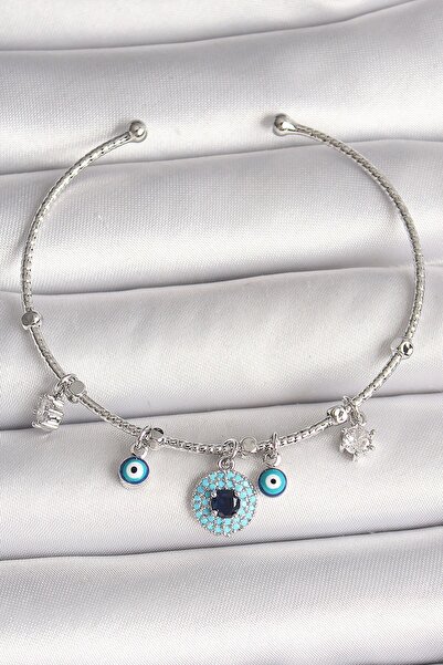 Inure Jewelry النحاس الفضة اللون استرخى الزركون حجر عين الشر حبة الشكل سحر ال...