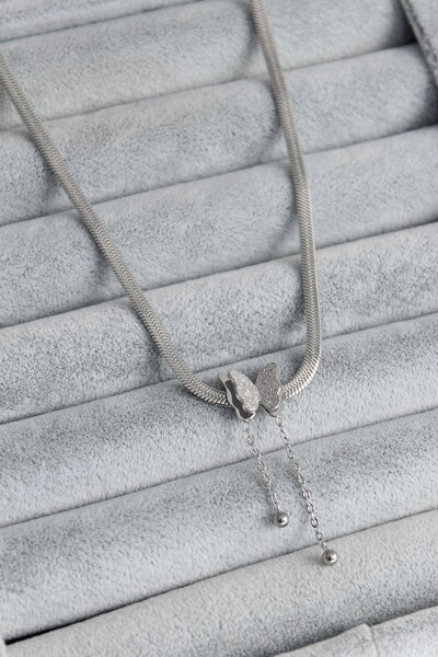 Inure Jewelry 316L Steel Silver Color Italian Chain Model Silvery Butterfly F...
