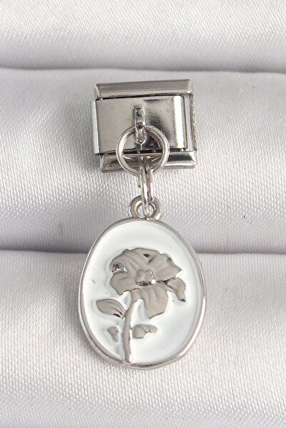 Inure Jewelry 316L الصلب الفضة اللون زهرة مطرزة صورة بيضاء نموذج ترشيح سحر