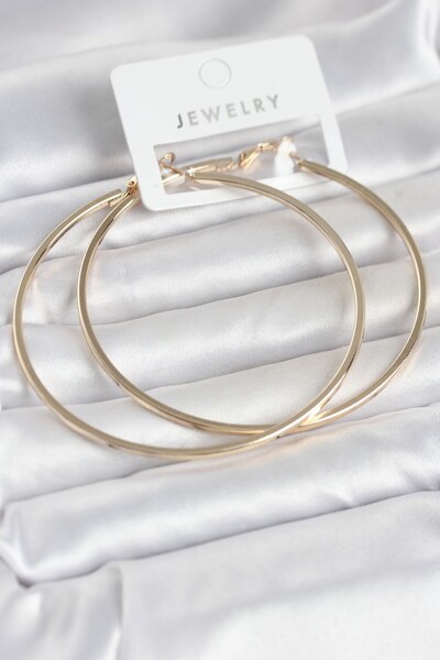 Inure Jewelry حلق نسائي من النحاس ذهبي اللون بحافة مربعة مقاس 72 ملم