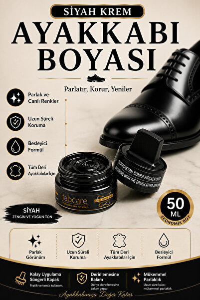 Fabcare Siyah Krem Ayakkabı Boyası 50 ml – Deri Ayakkabı Bakım ve Parlatıcı Krem