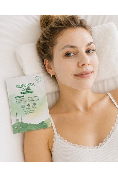 Muldream Fresh Cica Mask Paper Face Mask Pore Firming Tea Tree Oil Sebum Bala...
