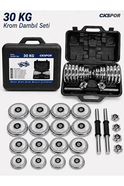 DarkWon 30 Kg Krom Dumbell Seti Çantalı Döküm Plaka Dambıl Seti CKS420