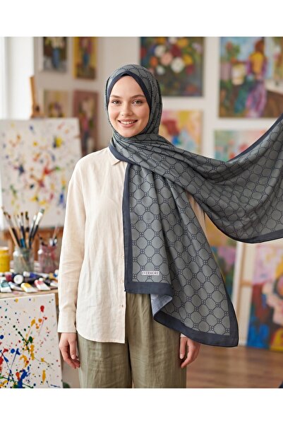 EVERMORE Fresh Shawl - Clover Pattern - Em060-14 - Gray, Anthracite
