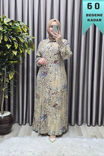 Elmas Tesettür Women's Hijab Plus Size Clothing Palm Shirt Dress