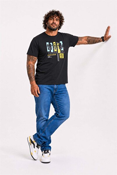 Starbattal Men's Plus Size Crew Neck T-Shirt Think 25184 Black