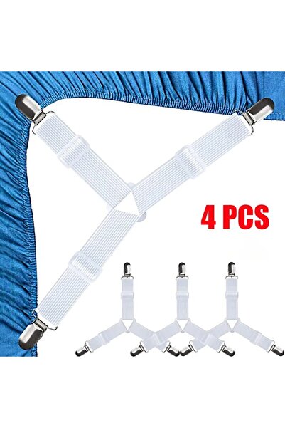 choice2 4pcs white Triangle Bed Sheet Holders Fitted Sheet Clips Adjustable S...