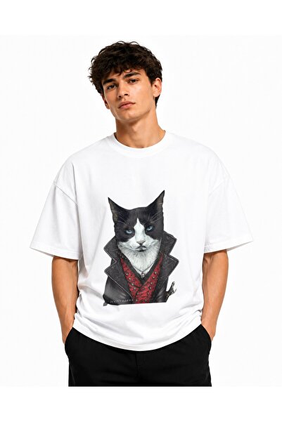 Inscriptie Unisex Βαμβακερό T-shirt Υψηλής Ποιότητας  "Γάτα Κακοποιημένη "