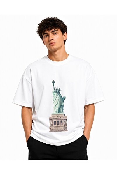 Inscriptie Ουνισέξ Βαμβακερό T-Shirt Υψηλής Ποιότητας  "Άγαλμα της Ελευθερίας...