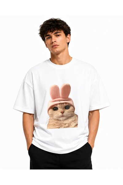 Inscriptie Unisex Premium Cotton Casual T-Shirt "Cute cats"