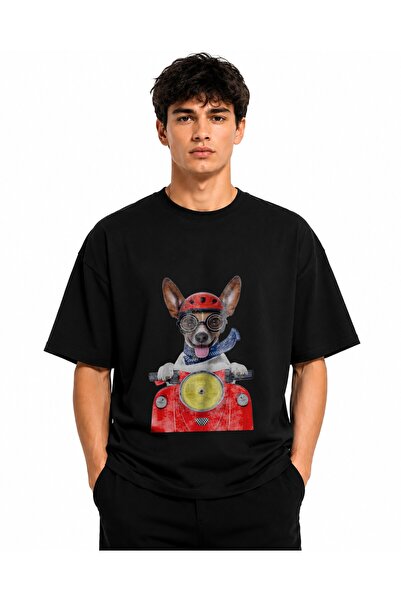 Inscriptie Tricou Unisex Bumbac Premium Casual " Caine pe scuter "