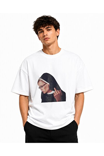 Inscriptie Tricou Unisex Bumbac Premium Casual " Nun american horror "