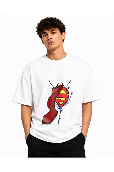 Inscriptie Ουνισέξ Βαμβακερό T-shirt Υψηλής Ποιότητας  "Σούπερμαν άνοιγμα "