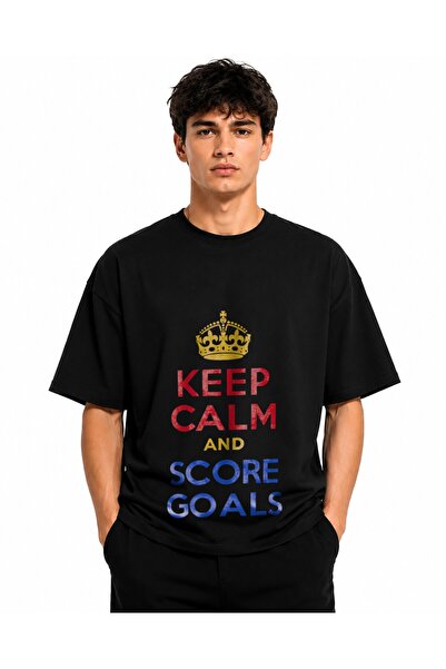 Inscriptie Tricou Unisex Bumbac Premium Casual " Stai calm si inscrie goluri! "