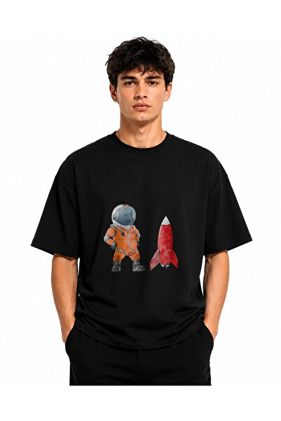 Inscriptie Unisex Premium Cotton Casual T-Shirt "Astraunat on rocket"