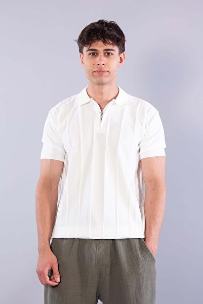 Mckanzie 110 Polo Collar Zippered Self-Twill T-Shirt