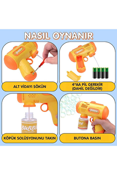 Brother Toys Pilli Işıklı Köpük Tabancası Baloncuk Tabancası Baloncuk Likidi Hediyeli