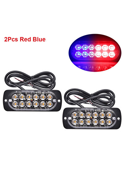 Choice5 2Pcs Red Blue 12 LED Strobe Lights Emergency Flashing Beacon Warning ...