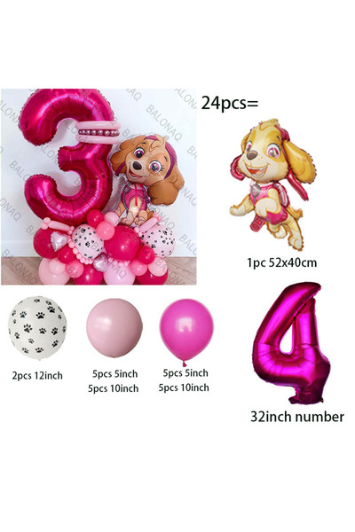 Choice PAW PATROL as picture style-4 24pcs Paw Patrol Dog Skye Balloon Birthd...