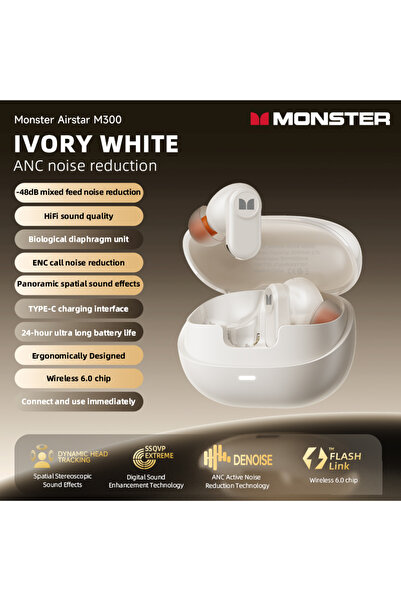 Choice WHITE Monster AIRSTAR M300 OWS Sports Gaming Earphones Wireless Blueto...