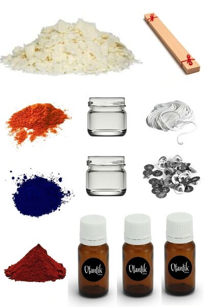 Genel Markalar Soya Mum Yapım Seti,1 Kg Soya Wax, Cam Kavanoz, Esans, Boya, A...