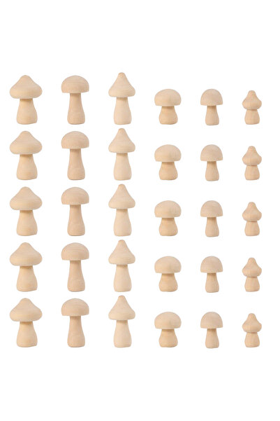 Choice 30pcs 30pcs Unfinished Wooden Mushroom Natural Wooden Mushroom Set Unp...