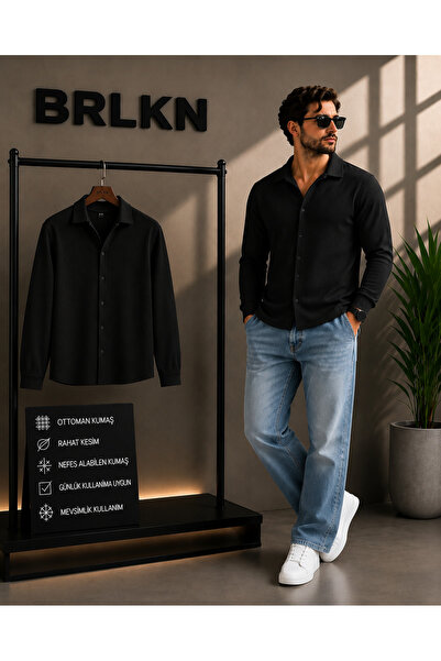BRLKN قميص عثماني بأكمام طويلة للرجال