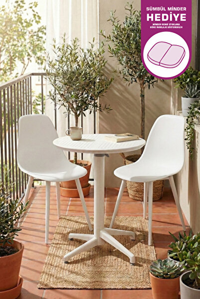 VİLİNZE Tilia Plastik Bahçe Balkon Bistro Seti Katlanır Masa 60*60 cm