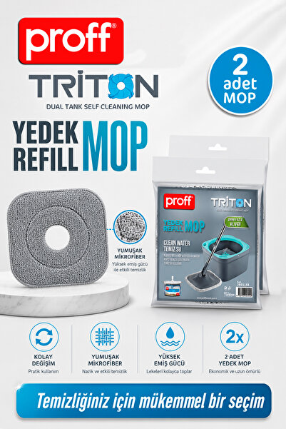Proff Triton KARE Yedek Mop 2'li