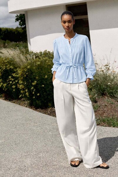 HAKKE Sleeve Rib Detail Tie-Up Shirt