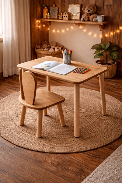 Adenwoodart MONTESSORİ ÇOCUK 1 MASA 1 SANDALYE OYUN AKTİVİTE TAKIMI