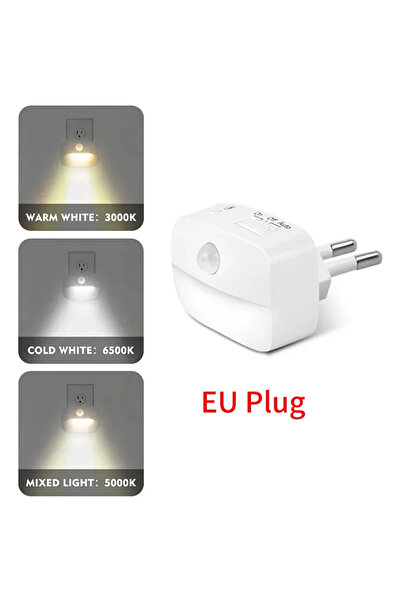 Choice EU Plug 110-240V LED Night Light with Motion Sensor EU US Socket PIR H...