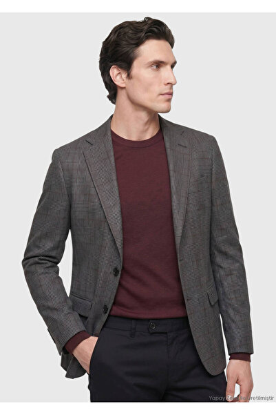 Ramsey Light Navy Blue Checkered Regular Fit 100% Wool Jacket