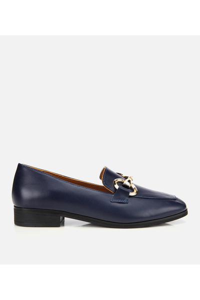 Hotiç Kadın Deri Lacivert Tokalı Klasik Loafer