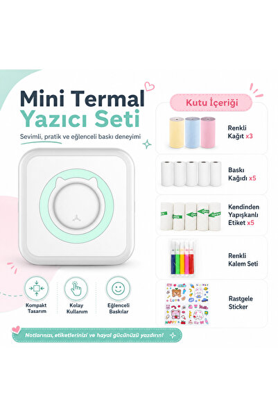 Buldug TopOne Mini Yazıcı Mini Taşınabilir Termal Yazıcı-Etiket Makinası- Kab...