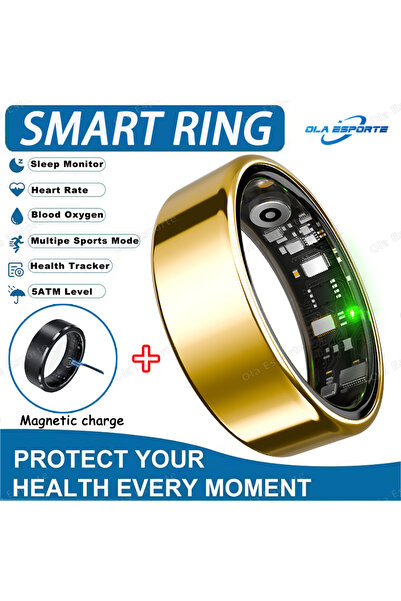 Choice16 10 Gold Smart Ring Bluetooth Call Heart Rate Blood Pressure Monitor ...