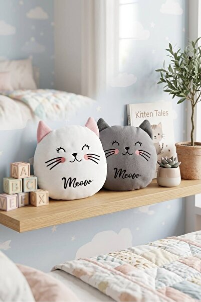 by ballı biocotton Iki Sevimli Kedi Kombini Hediyelik Yastık